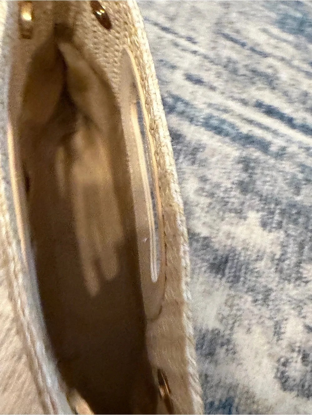 Neutral Woven Cutout Handle Clutch in Cream